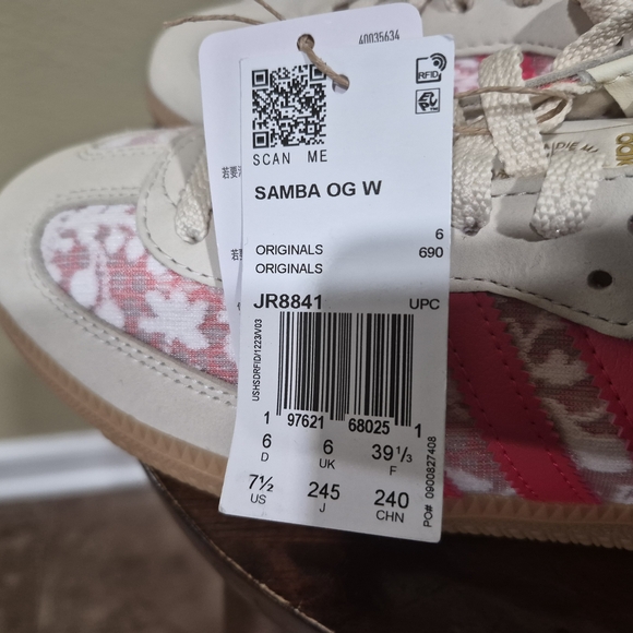 Adidas Samba Women's Pink and Cream Sneakers JR8841 Size 7.5 - Picture 6 of 6